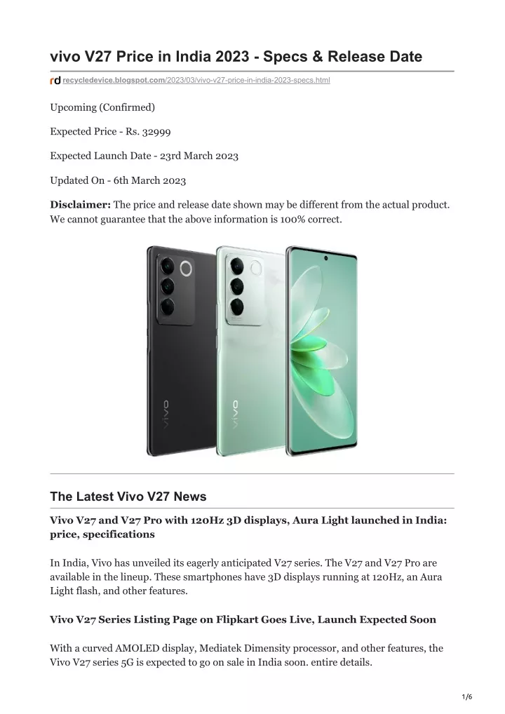 Ppt Vivo V27 Price In India 2023 Specs Release Date Powerpoint Ppt Vivo V27 Price In India 2023 Specs Release Date Powerpoint