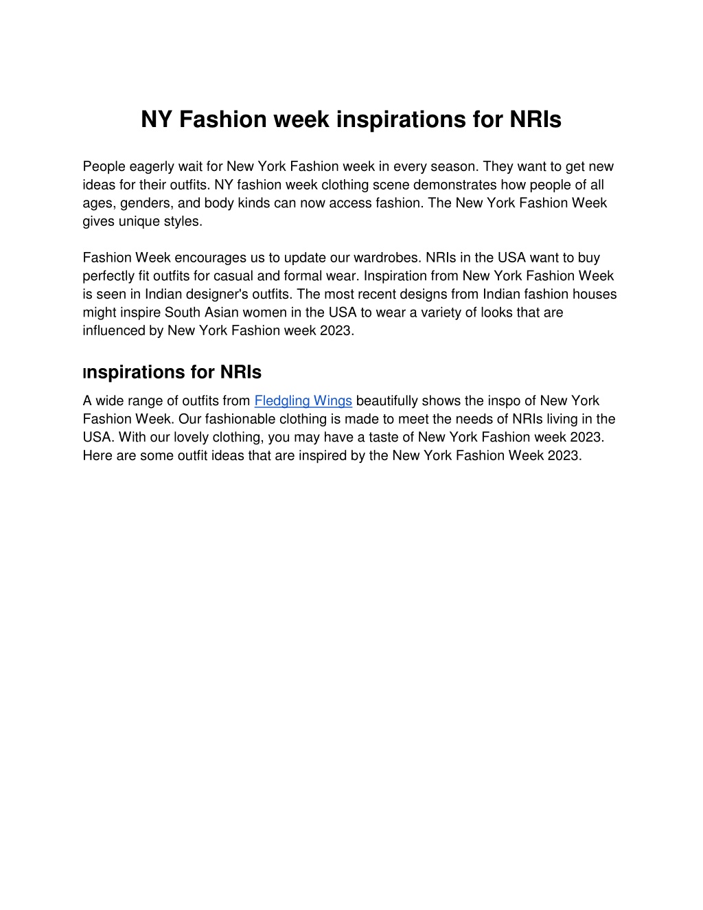 PPT NY Fashion week inspirations for NRIs PowerPoint Presentation