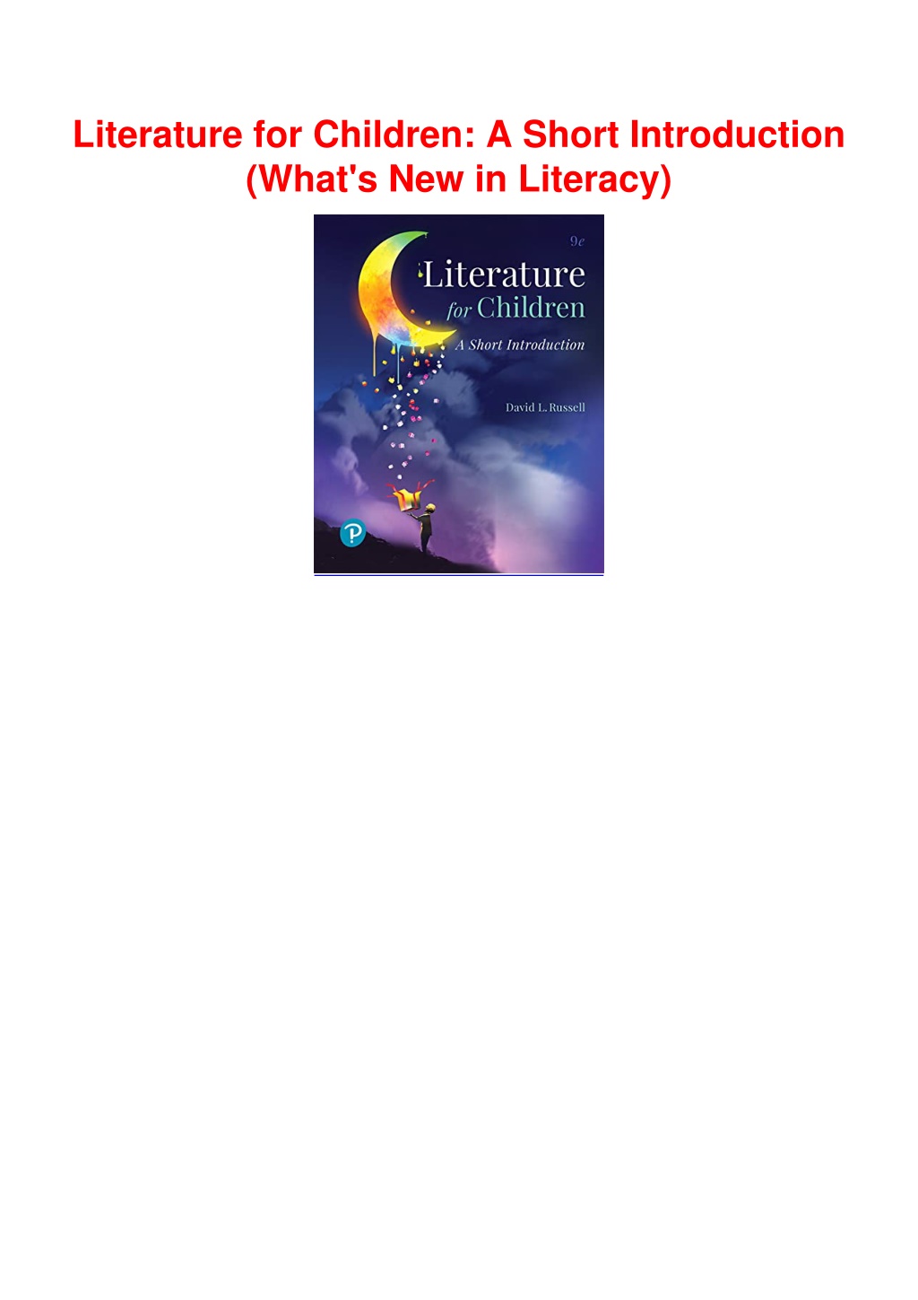 Ppt pdf literature for children a short introduction what s new