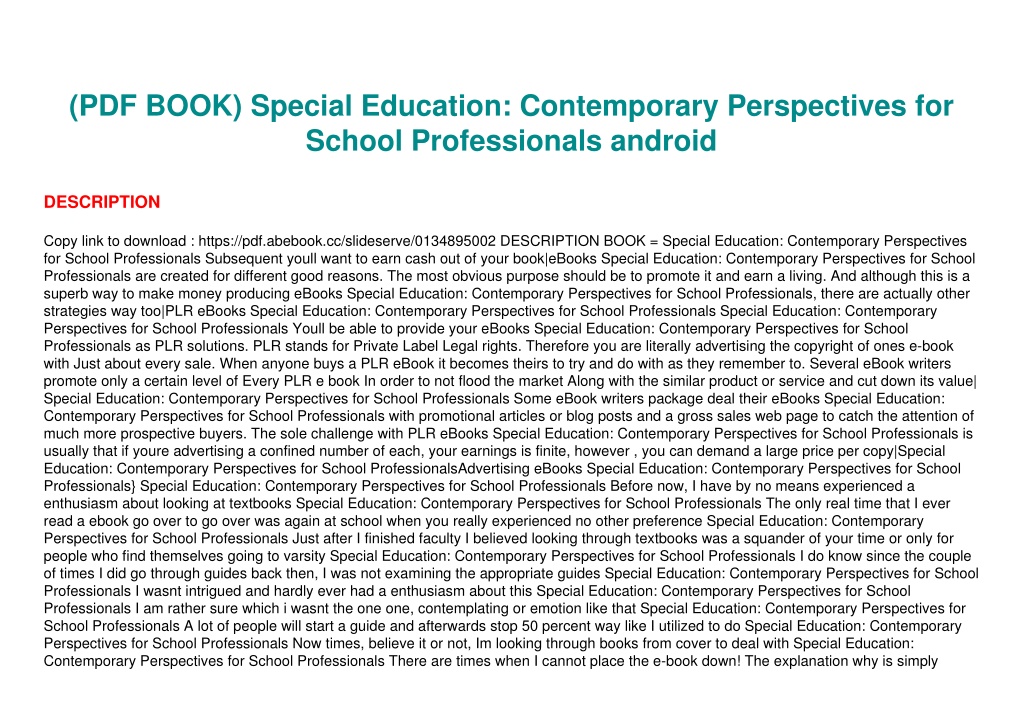PPT (PDF BOOK) Special Education Contemporary Perspectives for