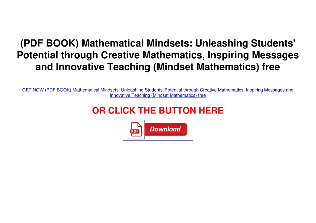 PPT - (PDF BOOK) Mathematical Mindsets: Unleashing Students' Potential ...