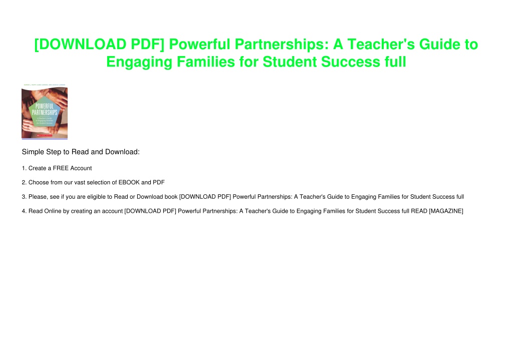 PPT - [DOWNLOAD PDF] Powerful Partnerships: A Teacher's Guide To ...