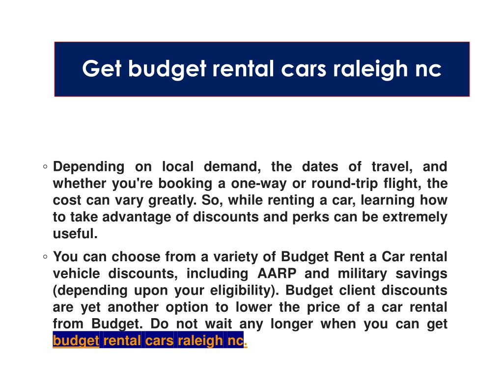 PPT Get budget rental cars raleigh nc PowerPoint Presentation, free