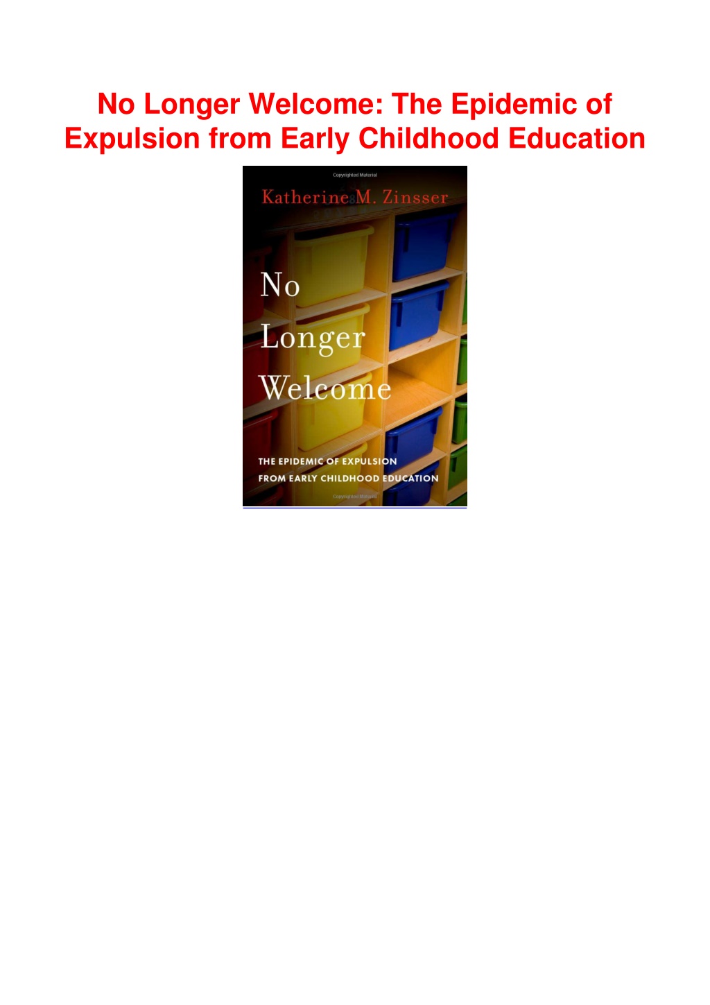 PPT - PDF/BOOK No Longer Welcome: The Epidemic Of Expulsion From Early ...