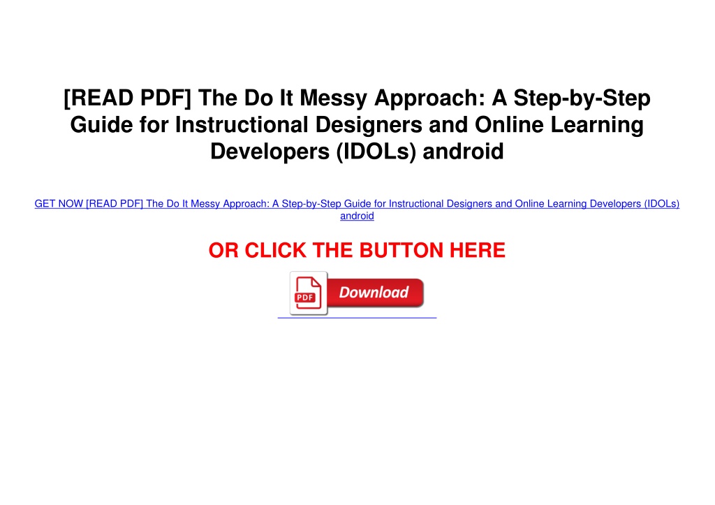 Messy Pdf Example PPT - PDF The Do It Messy Approach: A Step-by-Step Guide for ...