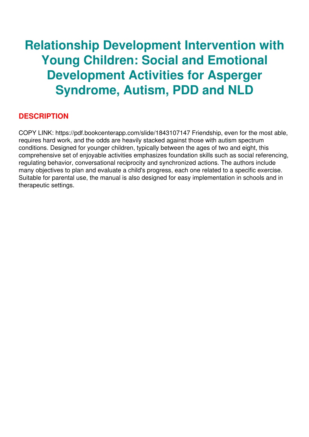 PPT - PDF/READ Relationship Development Intervention with Young ...