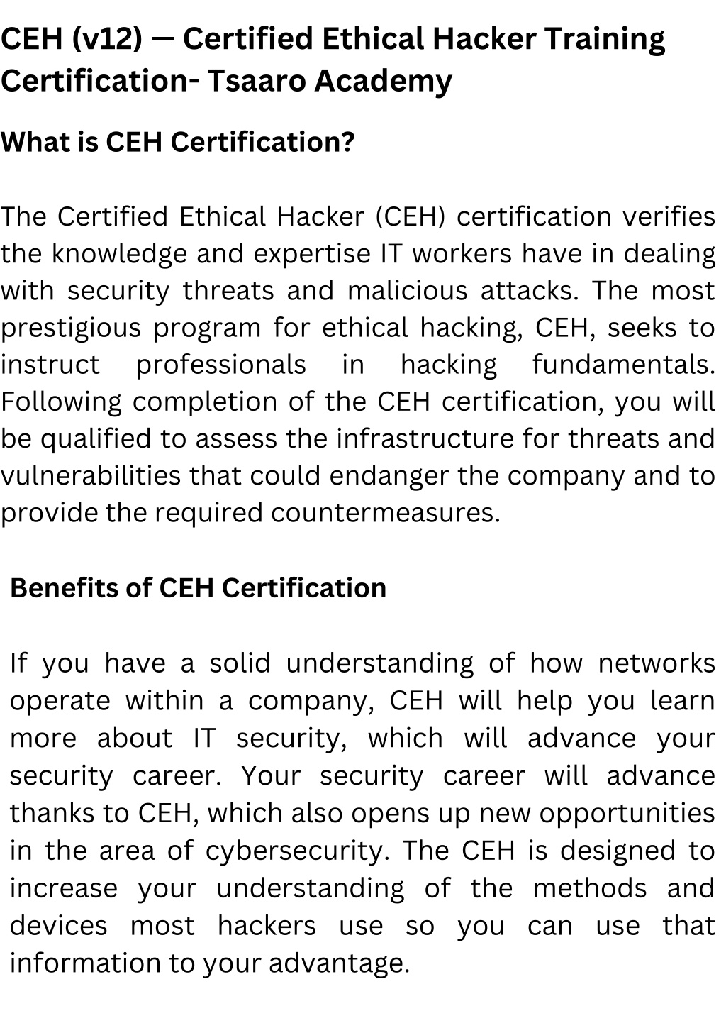 Ppt Ceh V12 — Certified Ethical Hacker Training Certification Tsaaro Academy Powerpoint