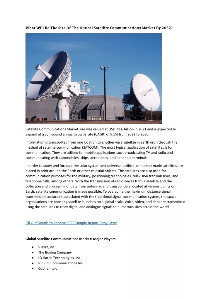 PPT - Satellite Communications Market Analysis Growth Factors And ...