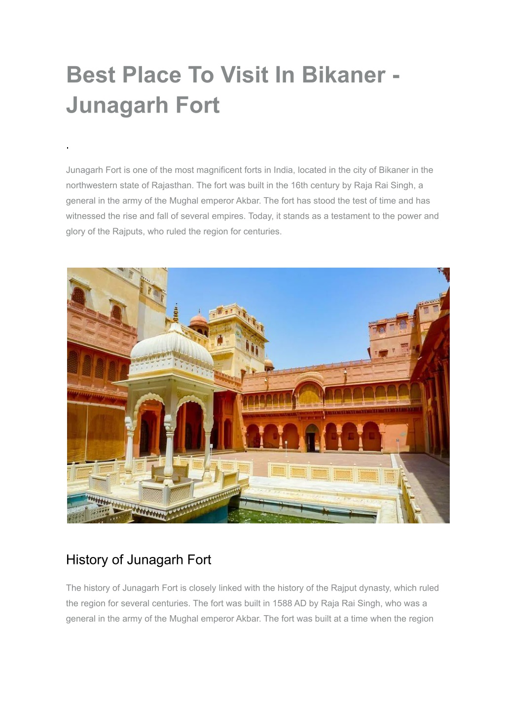 PPT - Best Place To Visit In Bikaner - Junagarh Fort PowerPoint ...