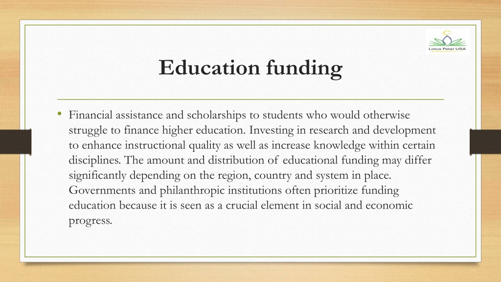 what is the importance of funding education