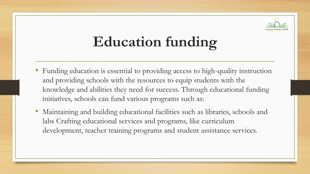 what is the importance of funding education