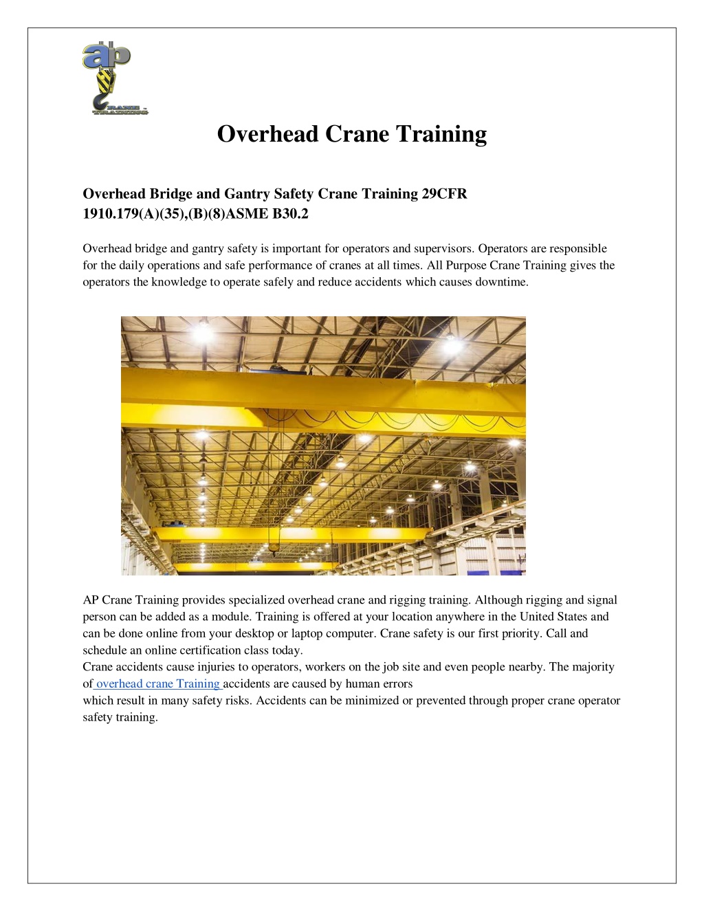 overhead crane training powerpoint presentation