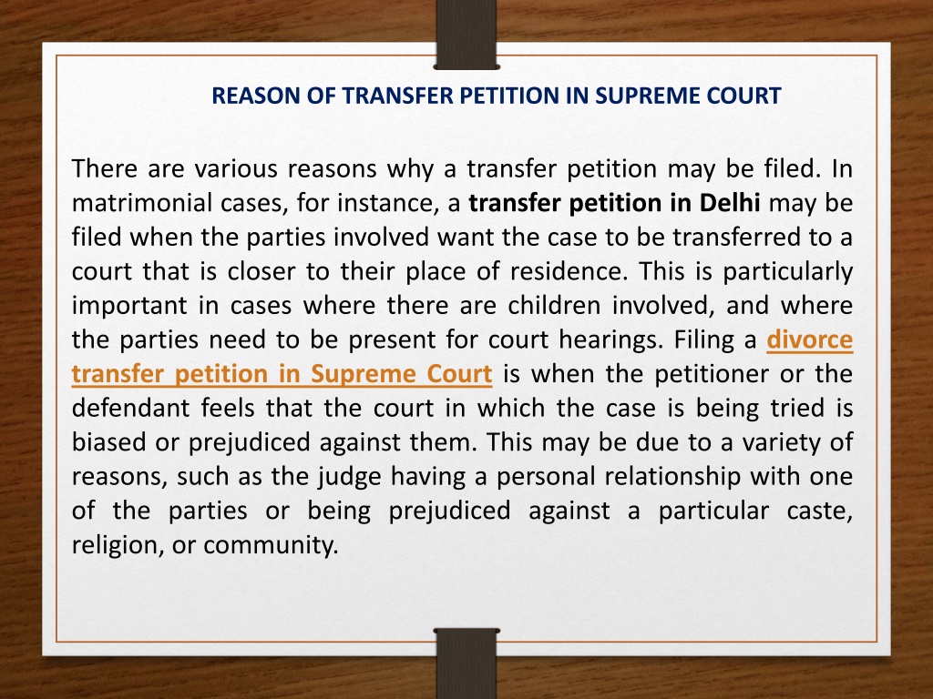 PPT Transfer Petition in Supreme Court of India PowerPoint