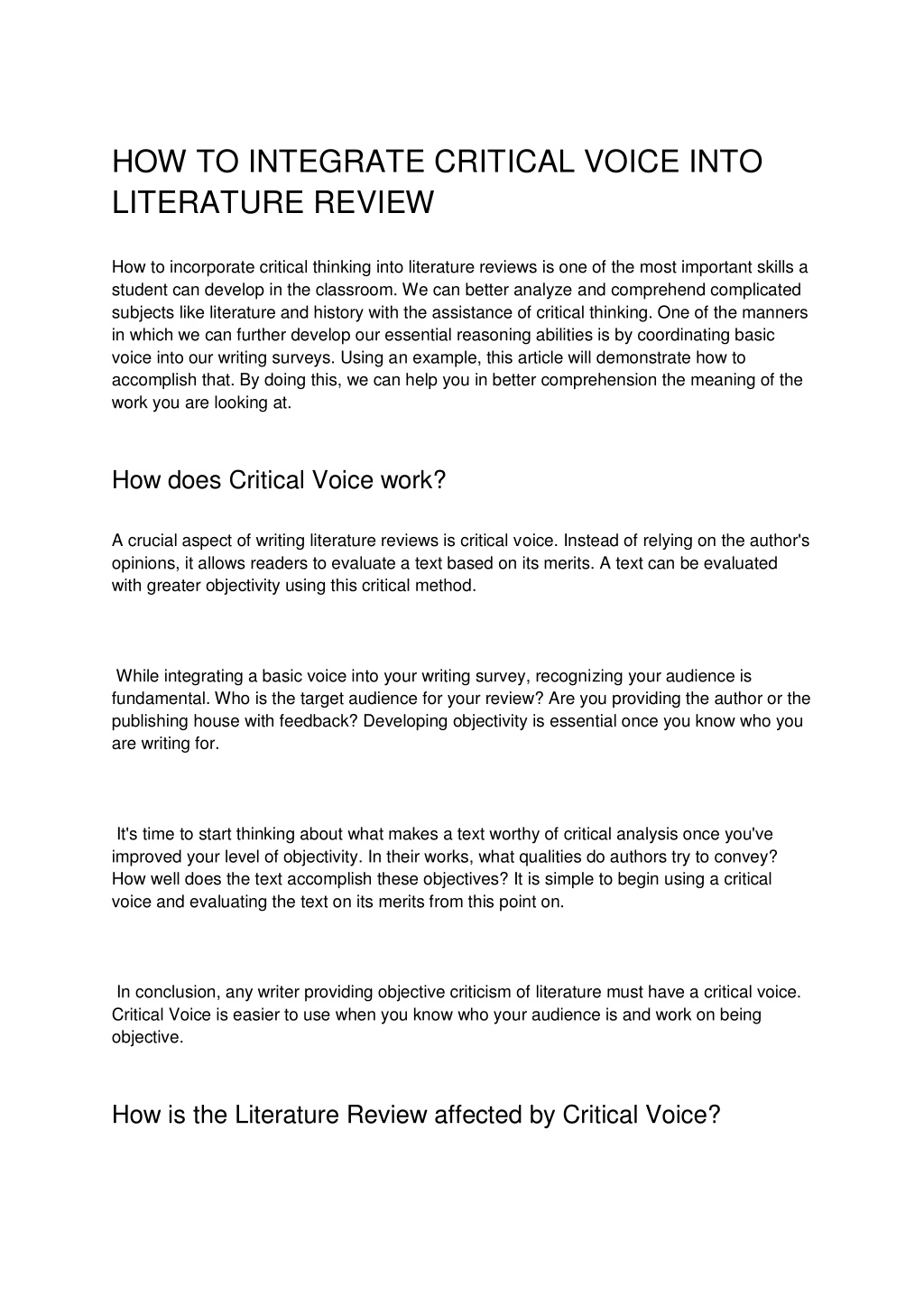 literature review voice