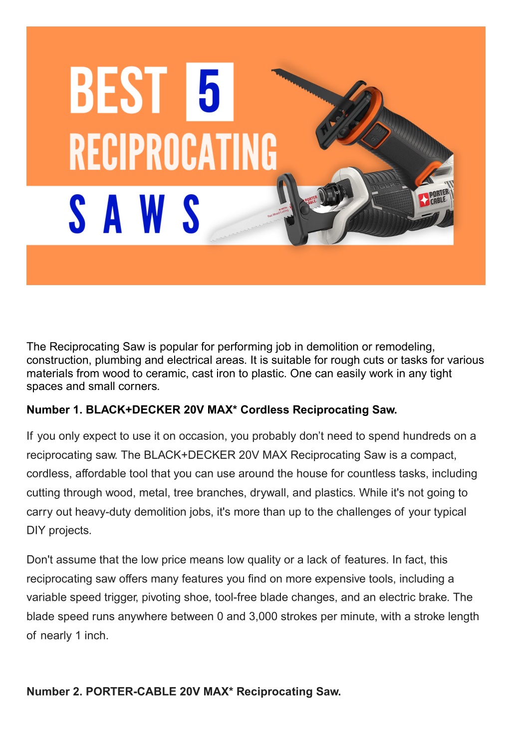 PPT Best Reciprocating Saws (Top 5 Picks) PowerPoint Presentation