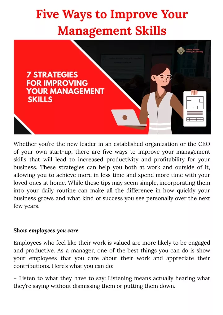 PPT - Five Ways To Improve Your Management Skills PowerPoint ...