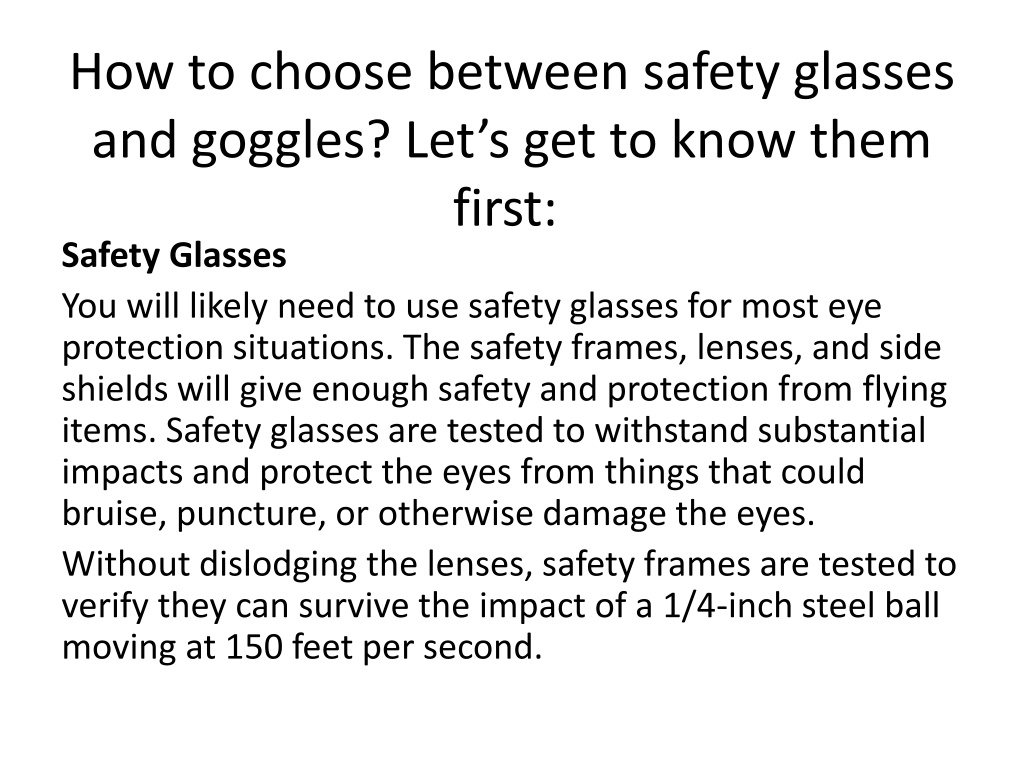 Ppt Safety Glasses And Protective Eyewear All About Eyes Protection Powerpoint Presentation