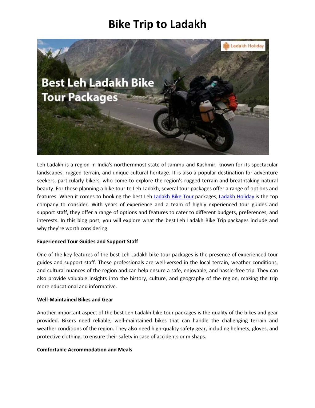 bike trip to ladakh essay