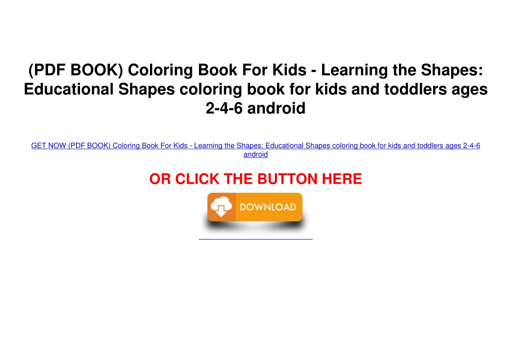 PPT - (PDF BOOK) Coloring Book For Kids - Learning the Shapes