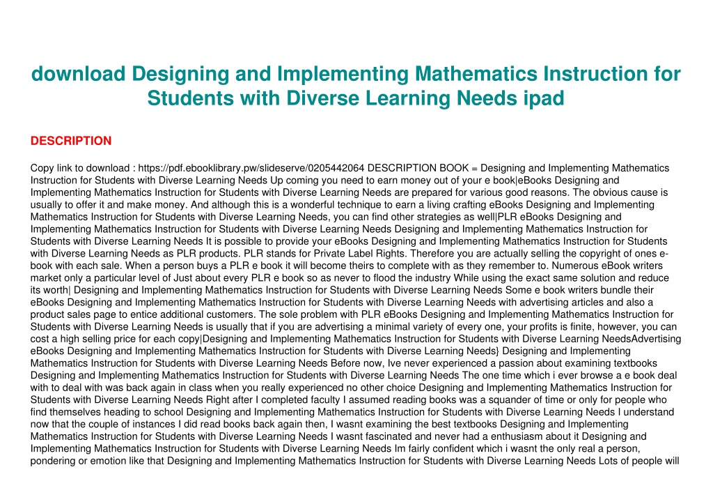 PPT - download Designing and Implementing Mathematics Instruction for ...