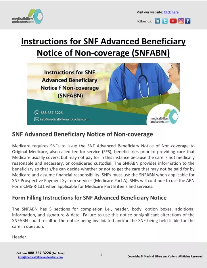 PPT - Instructions For SNF Advanced Beneficiary Notice Of Non-coverage ...