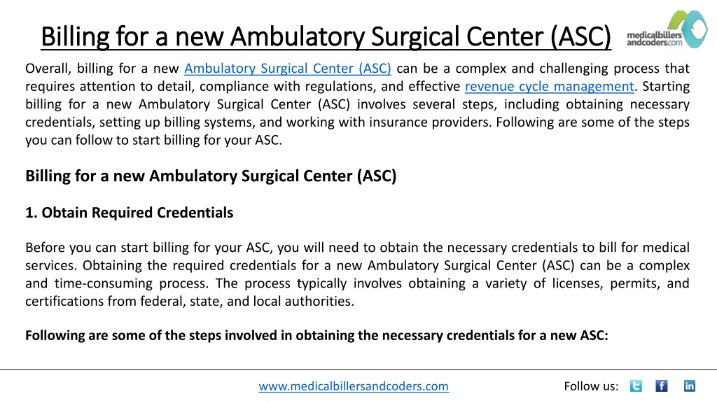 PPT - Billing For A New Ambulatory Surgical Center (ASC) PowerPoint ...