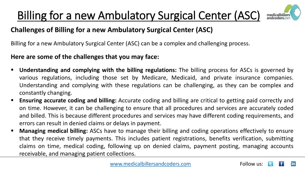 PPT - Billing For A New Ambulatory Surgical Center (ASC) PowerPoint ...