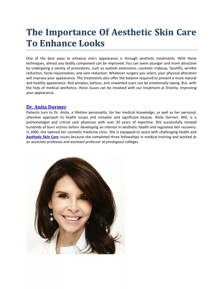 PPT - The Importance Of Aesthetic Skin Care To Enhance Looks PowerPoint Presentation - ID:12040490