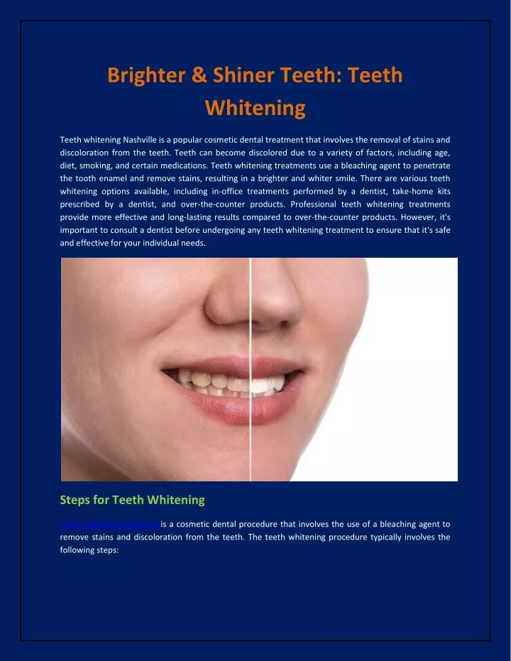 PPT Brighter & Shiner Teeth Teeth Whitening PowerPoint Presentation