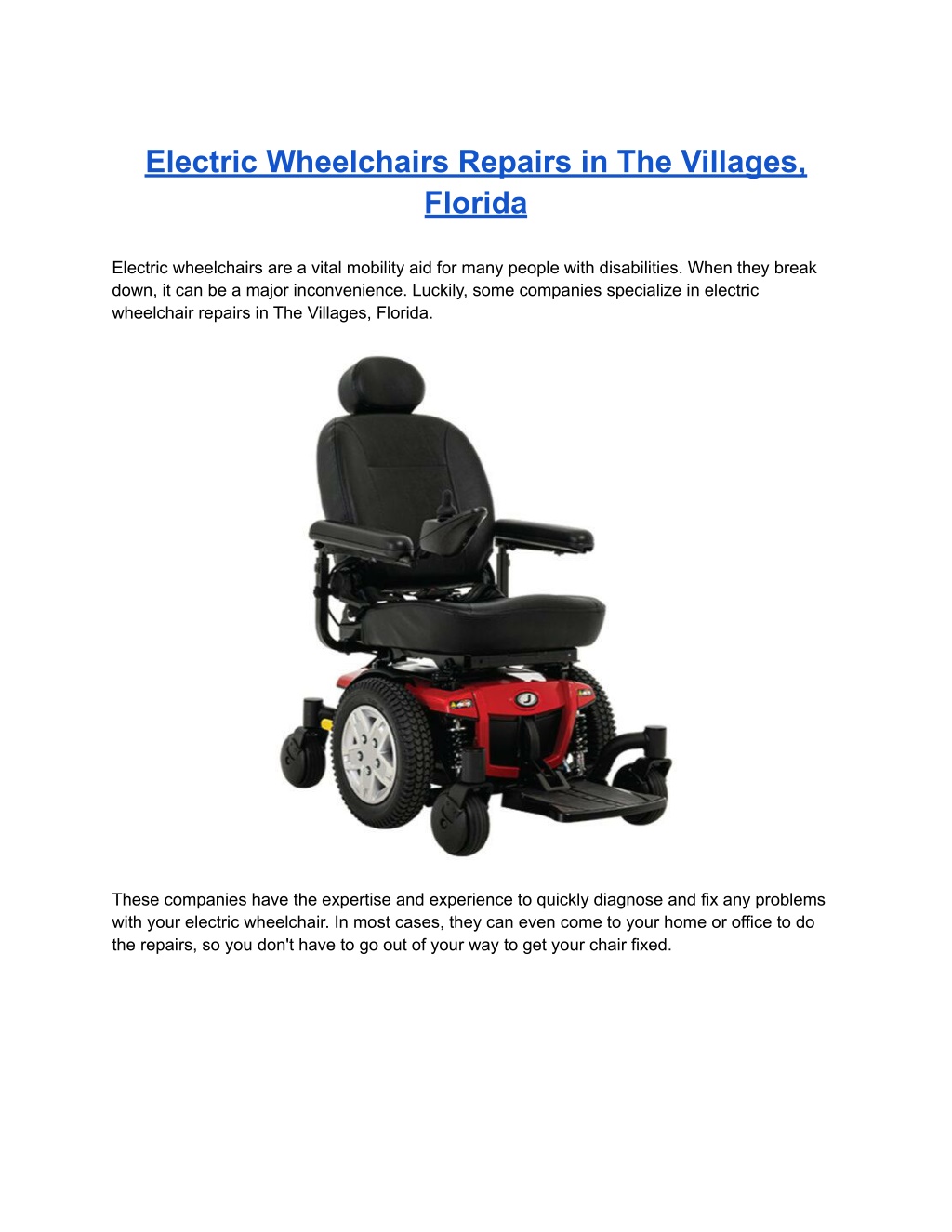 PPT Electric Wheelchairs Repairs in The Villages, Florida PowerPoint