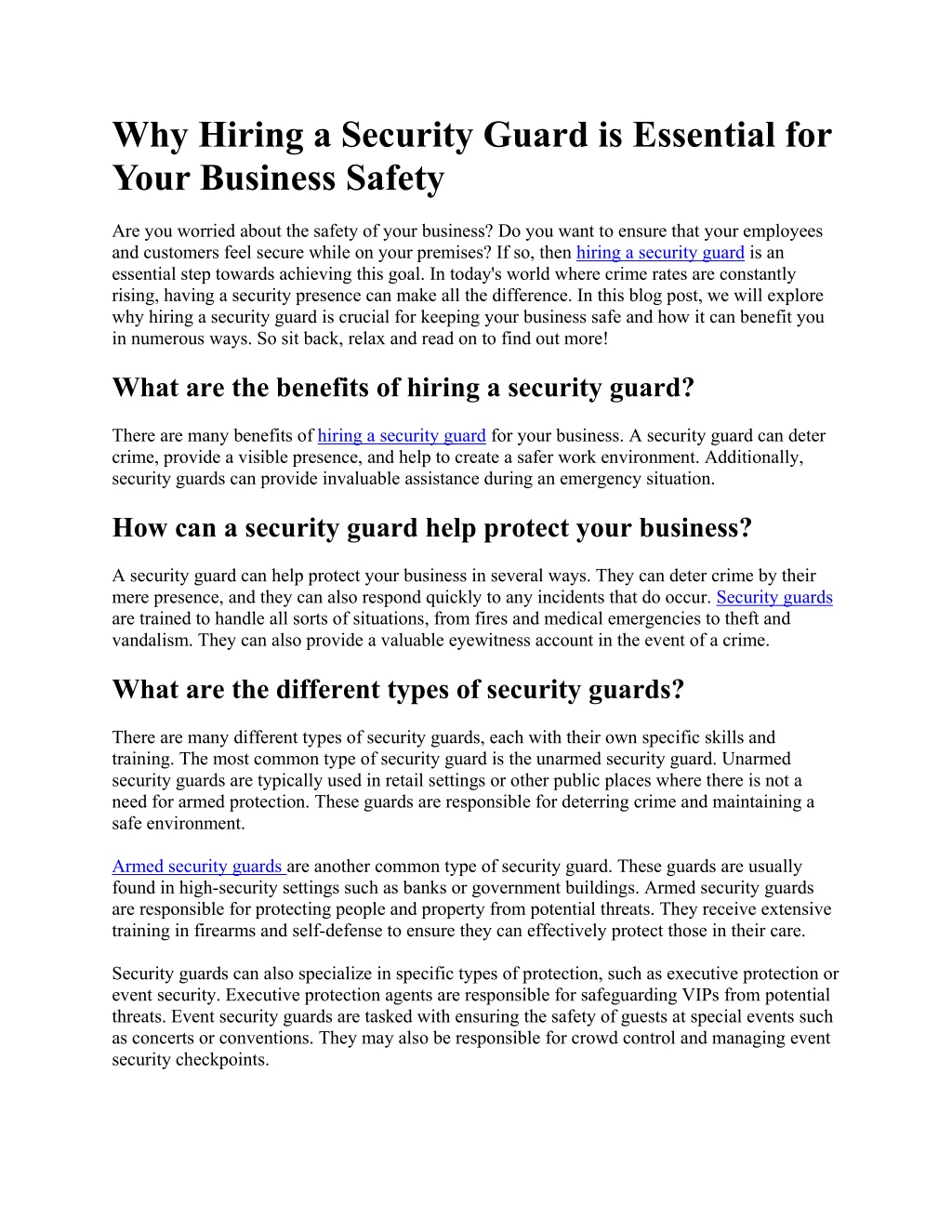 Ppt Why Hiring A Security Guard Is Essential For Your Business Safety Powerpoint Presentation 2562