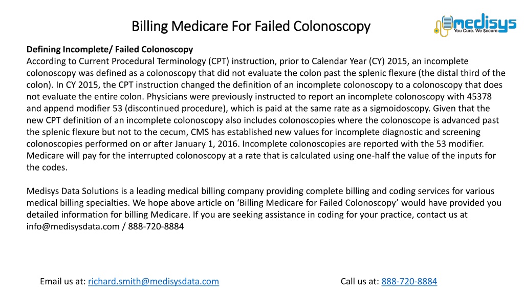 PPT Billing Medicare For Failed Colonoscopy PowerPoint Presentation, free download ID12043874