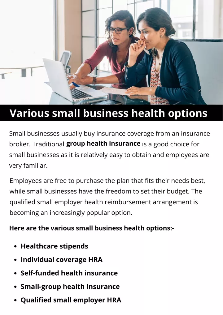 PPT - Various small business health options PowerPoint Presentation ...