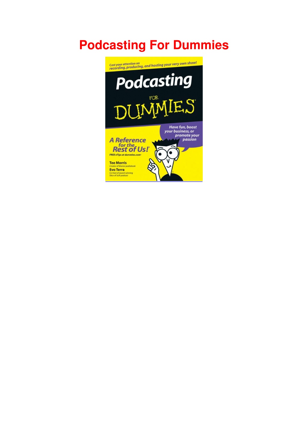 PPT - PDF/BOOK Podcasting For Dummies PowerPoint Presentation, free ...