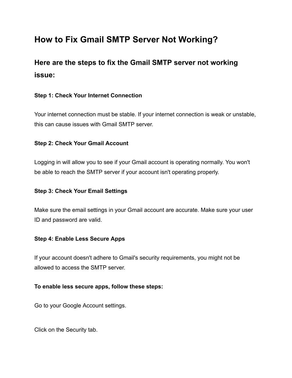 PPT Troubleshooting Guide_ Gmail SMTP Server Not Working PowerPoint