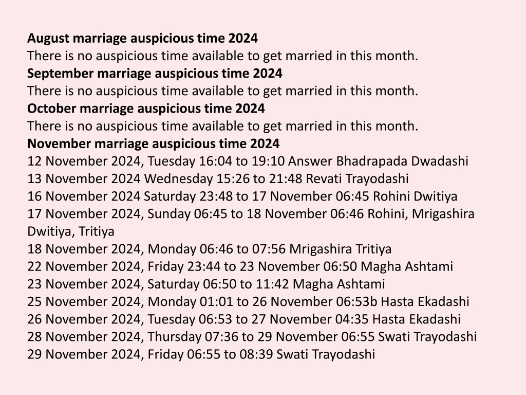 PPT Auspicious Dates For Marriage Muhurats in 2024 PowerPoint