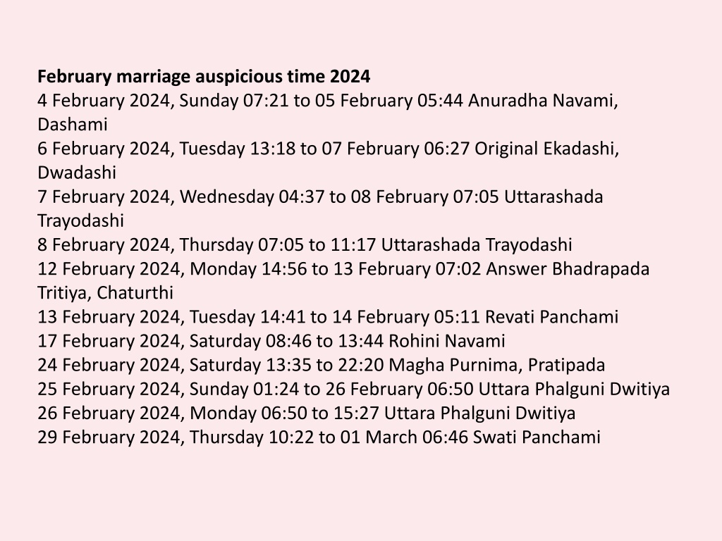 PPT Auspicious Dates For Marriage Muhurats in 2024 PowerPoint