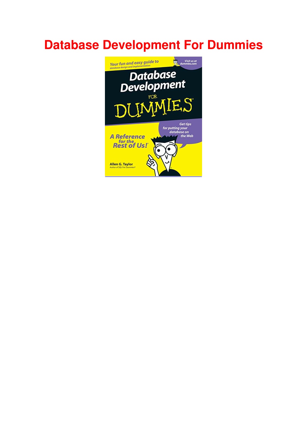 PPT - DOWNLOAD/PDF Database Development For Dummies PowerPoint ...