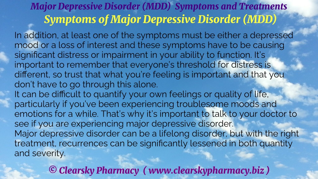 PPT - Major Depressive Disorder (MDD) Symptoms and Treatments ...