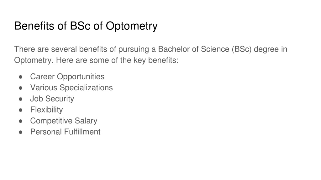 PPT - BSc Of Optometry PowerPoint Presentation, Free Download - ID:12048301