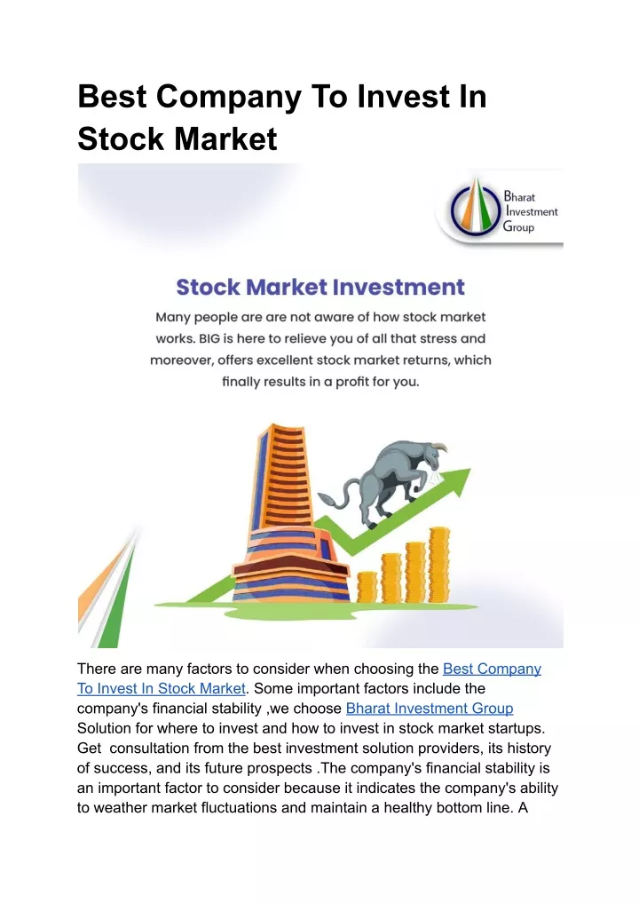 Best Company To Invest In Stock Market Today