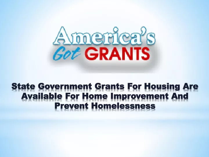 PPT State Government Grants For Housing Are Available For Home
