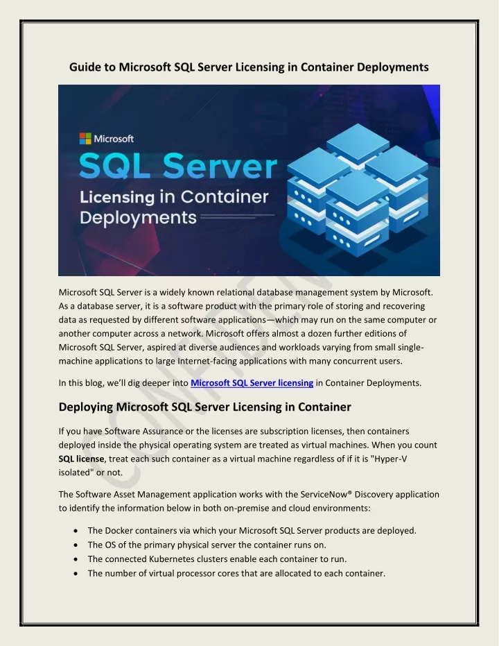 Ppt Guide To Microsoft Sql Server Licensing In Container Deployments Powerpoint Presentation 9012