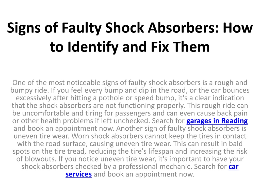 PPT - Signs of Faulty Shock Absorbers: How to Identify and Fix Them ...