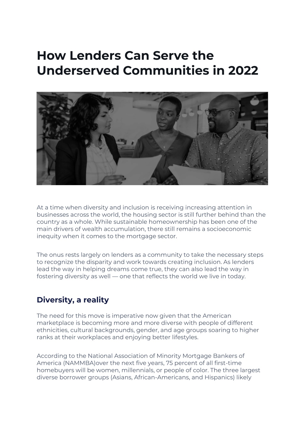 essay about underserved communities