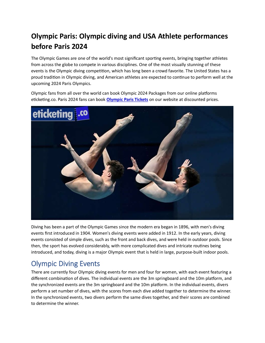 PPT Olympic Paris Olympic diving and USA Athlete performances before