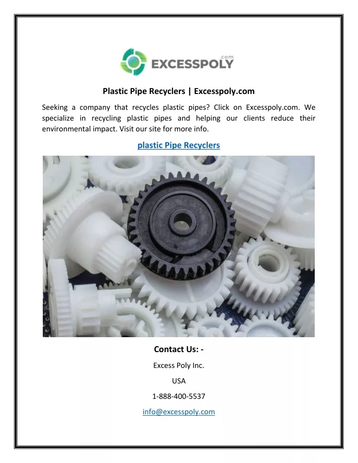 PPT Plastic Pipe Recyclers PowerPoint Presentation