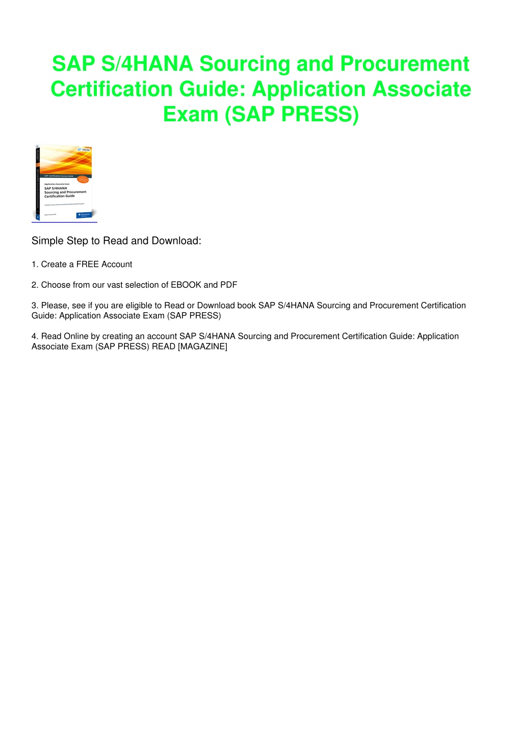 PPT - _PDF_ SAP S/4HANA Sourcing And Procurement Certification Guide ...