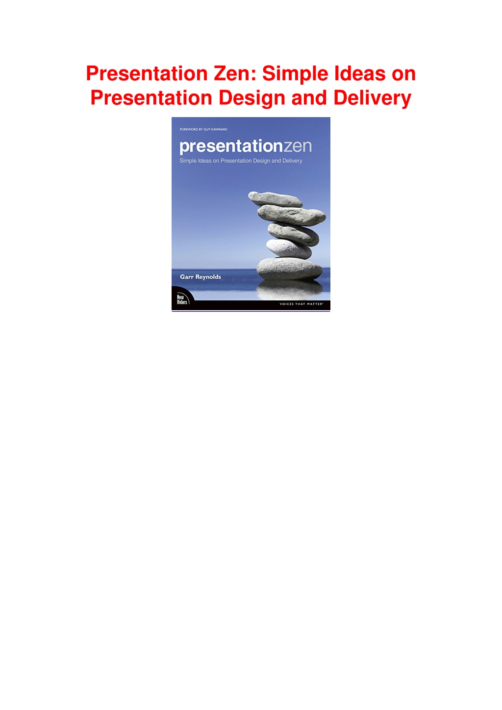 presentation zen simple ideas on presentation design pdf