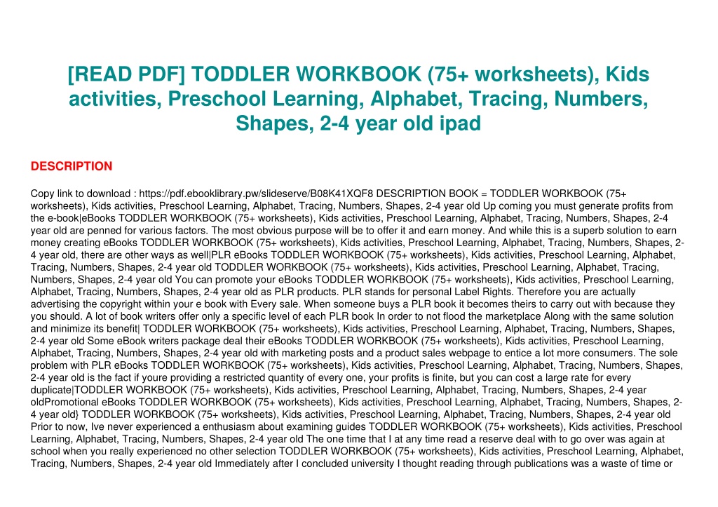 PPT - [READ PDF] TODDLER WORKBOOK (75 worksheets), Kids activities ...